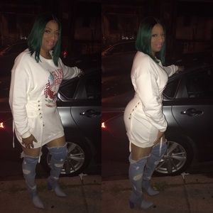 White mini sweater dress